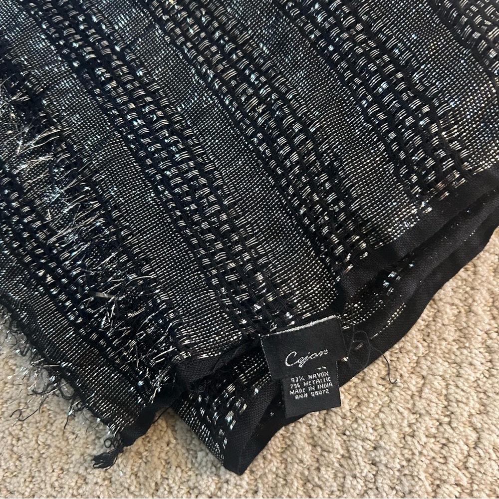 Cejon Elegant Black and Silver Woven Textile scarf or wrap